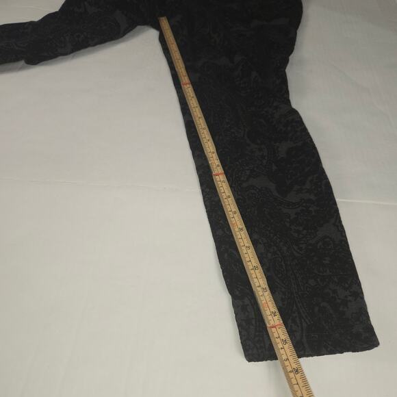 One 5 One Womans 2X Velvet Burnout Pants Black Flocked Paisley Stretch Going Out - Picture 6 of 15